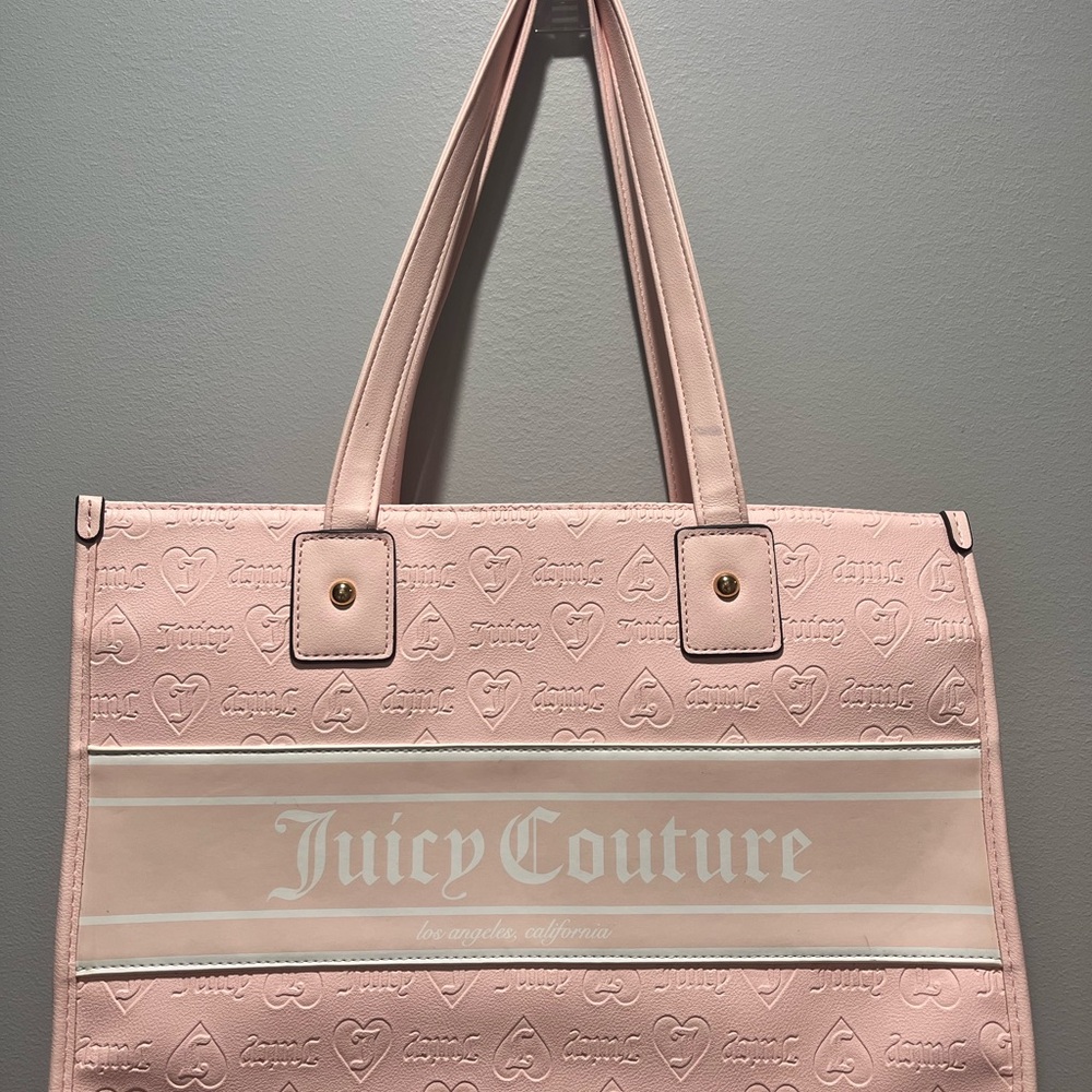 Juicy Couture Pink Structured Tote with‎ Metallic Stripe